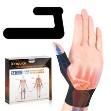 KTQUICK Precut Kinesiology Tape for Thumb Right 24PCS Waterproof Hypoallergenic