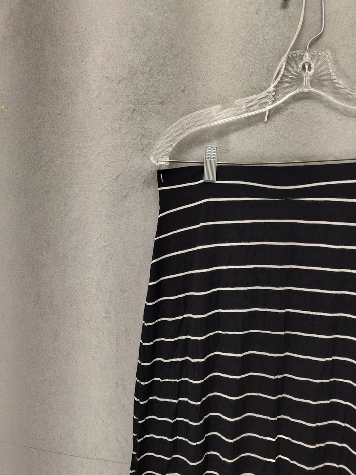 Antigua Falda Azul Marino Para Mujer Mediana Negra Blanca Rayas Midi Elastizada Informal Pull On Foto 2 de 4