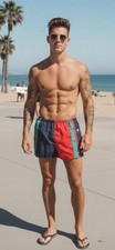   Vintage 90s Champion Logo Colorblock Swim Trunks Deadstock NWT  2X Big  Tall