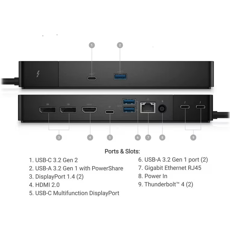 Dell WD22TB4 Thunderbolt 4 Docking Station 180Watt USB-C 130W PD