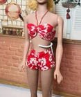 Vintage Barbie Resort Set Swimsuit #1605 Mattel Tagged Red White 1960s B-12-28