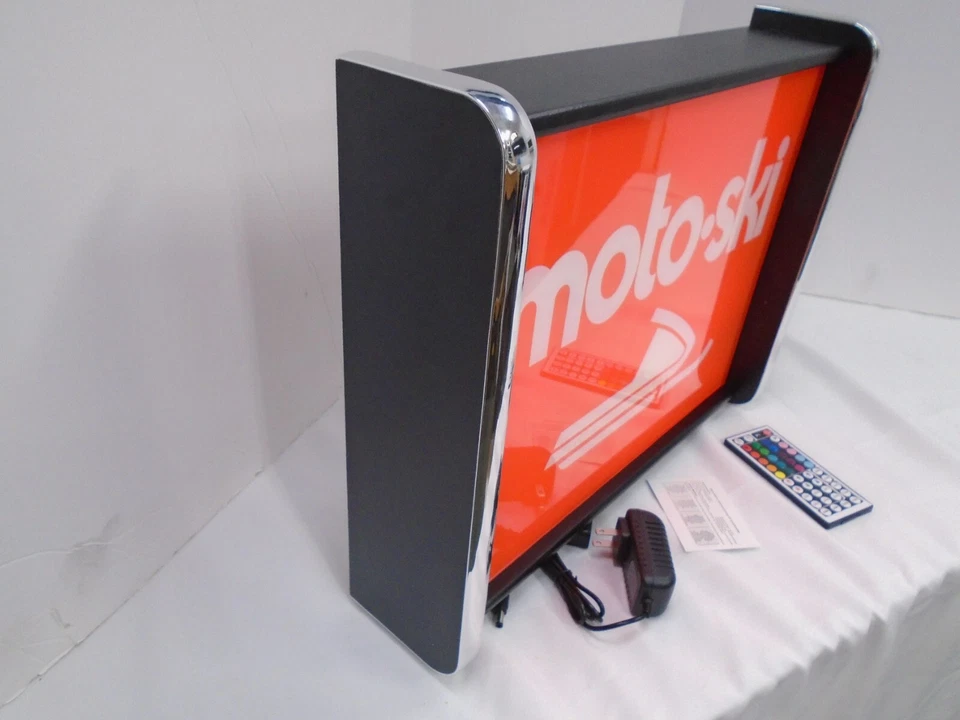 Moto-Ski Snowmobiles Orange LED Display lighted sign lightbox Wall Hanging Light - Image 3 of 4