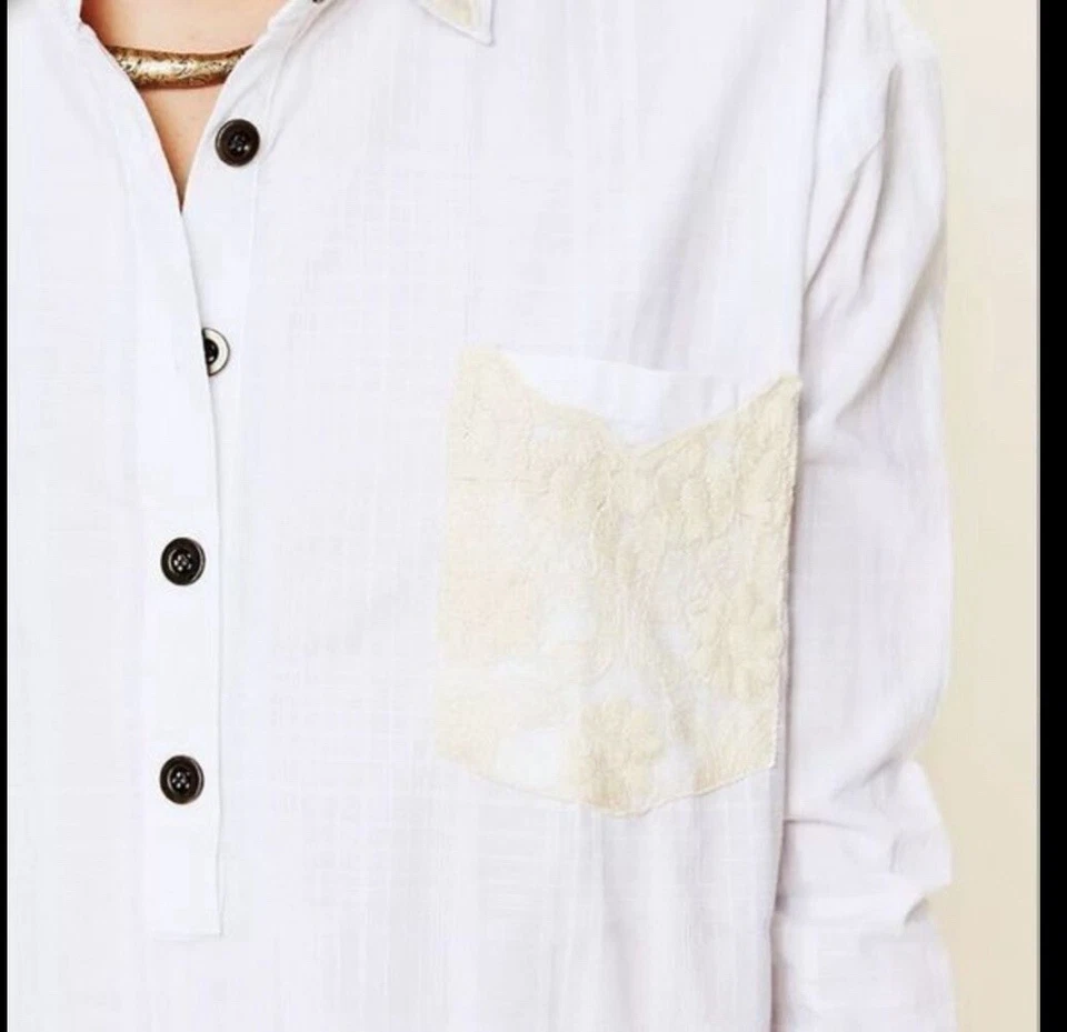 Camisa Free People By Artisan De Luxe Edición Limitada Bordada Delantera con Botones Pequeña Foto 3 de 4