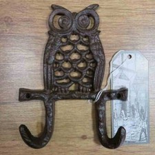 Garderobenhaken Eule Gusseisen Kleiderhaken Wandhaken Landhaus 2 Haken TT180