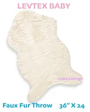 NIP "LEVTEX BABY" FAUX FUR THROW 36" x 24" NEW Home Decor Nursery 