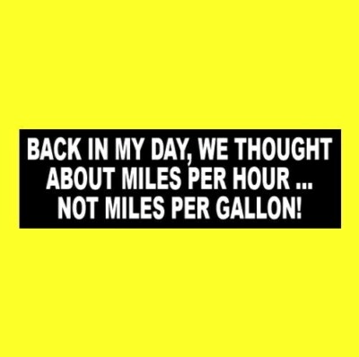 Funny ''WE THOUGHT ABOUT MILES PER HOUR'' muscle car BUMPER STICKER hot rod rat