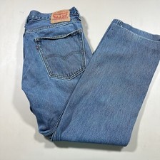 Levis 505 Regular Fit Straight Leg Jeans Mens 36x32 Blue Medium Wash Denim