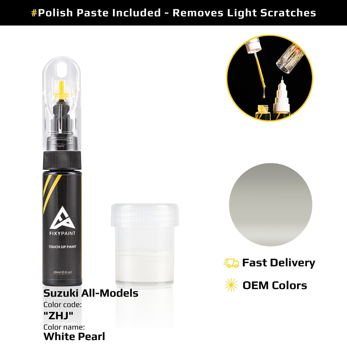 SCRATCH❗️ Touch up Paint for Suzuki Code: ZHJ White Pearl Fast Drying