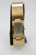 Folio Watch Women Gold Stainless Steel Water Resistant Battery White Quartz