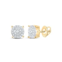 JFL 10K Gelbgold Diamant Cluster Rund Stecker Ohrringe Unisex 8Mm 3/4 CT