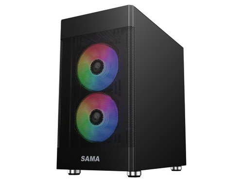 Sama ARGB Q5 Black Micro ATX Tower Gaming Computer Case, 3x120mm ARGB Fans - Picture 4 of 12