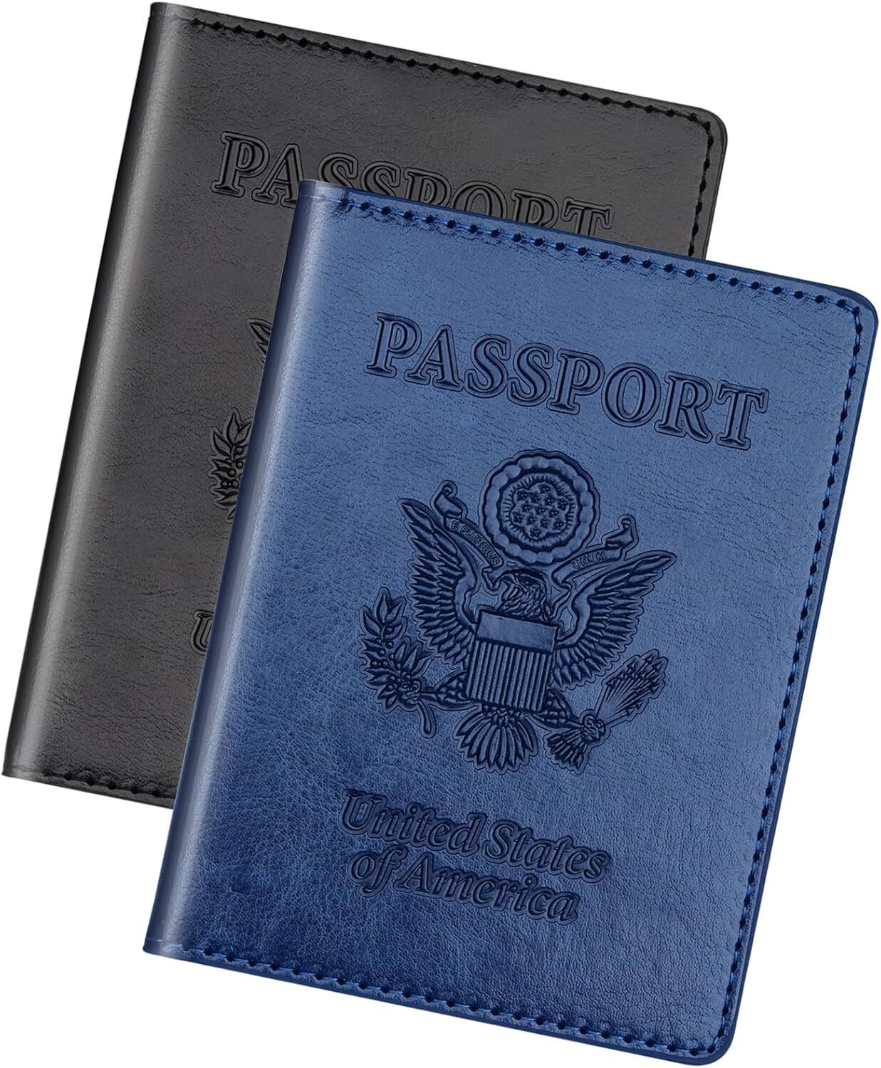 2 Pack RFID-Blocking Passport Holder for Men & Women - US Badge & Travel Wallet  -image
