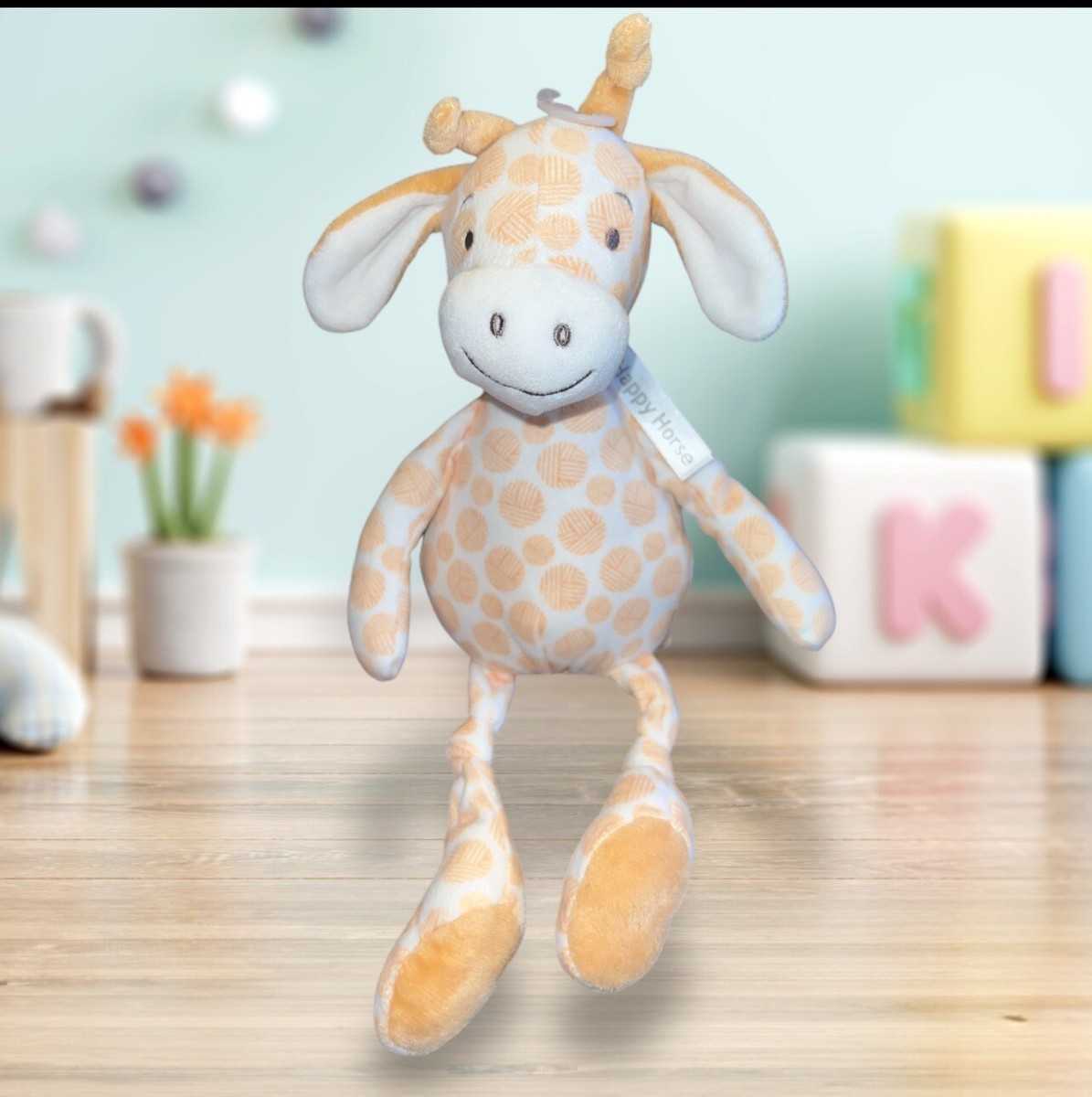 HTF HAPPY HORSE GIRAFFE GESSY Stuffed Lovey Plush Toy Knotted Legs