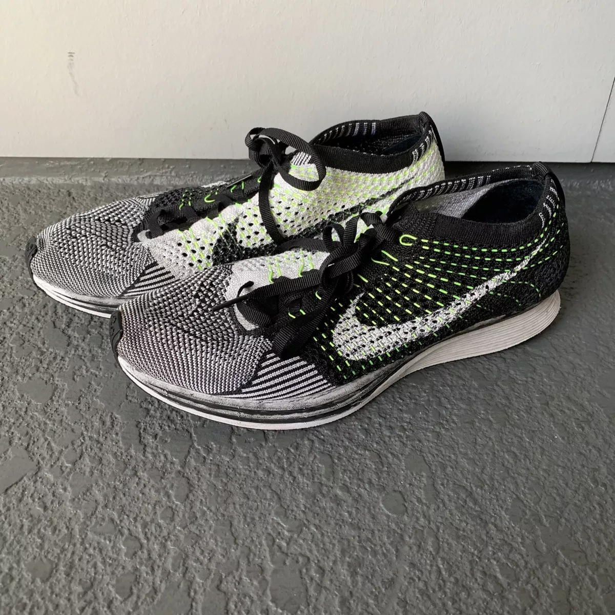 NIKE Flyknit 526628-011 Size 7.5 Men Shoes Orca Volt Road Mesh | eBay