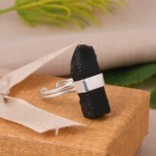 Men's Ring 925 Sterling Silver With Raw Black Obsidian Healing Gift For Birthday