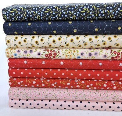 Garten Blumen Stoff Flecken Beeren Patchwork Gänseblümchen 100% Baumwolle