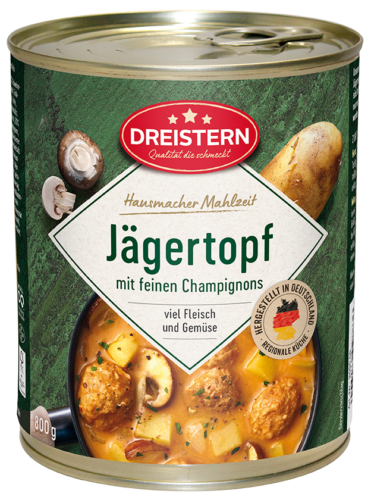 Dreistern Jägertopf - Fleischbällchen in Jägersauce mit Kartoffeln1x800gr Dose - Afbeelding 1 van 2