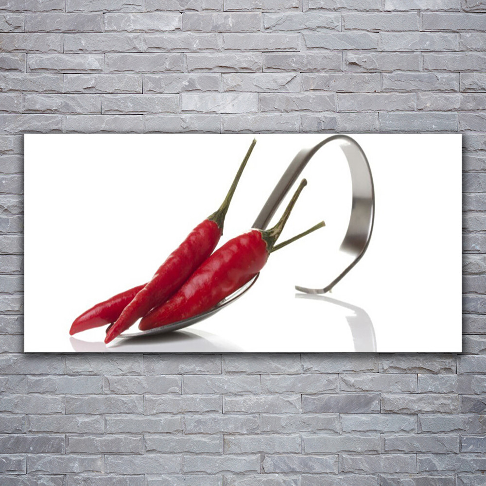 Tableau plexiglas 120x60cm piment et cuillère pour déco de cuisine