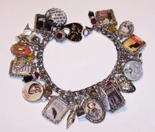 Edgar Allan Poe Charm Bracelet Hand Crafted Raven Telltale Heart Rue Morgue