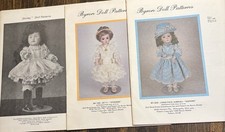 BYRON'S DOLL DRESS PATTERNS- LOT of 3 PATTERNS-12' 13.5" TALL DOLLS - NEW