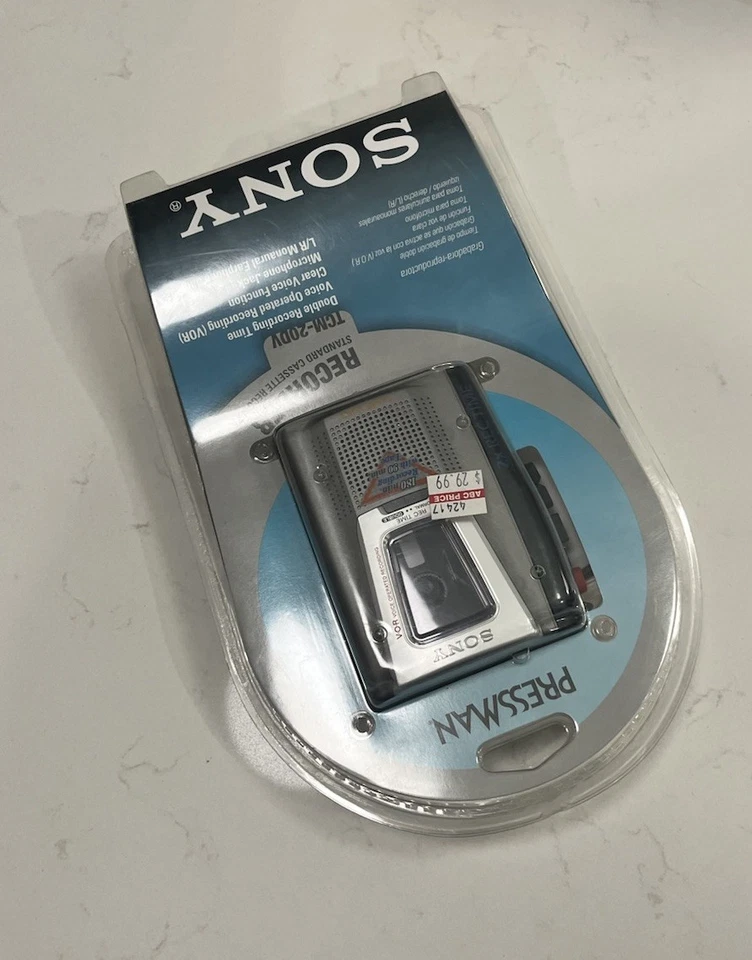 Sony TCM-20DV Handheld Cassette Voice Recorder Pressman Sealed Brand New NIB NOS - Image 2 of 4