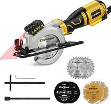 Mini Circular Saw 705W 115mm 6 Blades Laser Guide Adjustable Depth Wood Metal