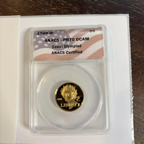 1988 W Liberty Seoul Olympic $5 Gold Coin ANACS PR70 DCAM Rare & Beautiful