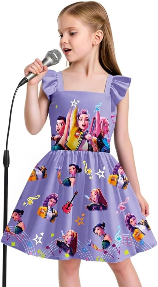 Niñas Cazadores de Demonios Disfraz Manga Acampanada Vestido K-Pop Cantante Juegos con disfraces Vestir Foto 3 de 4