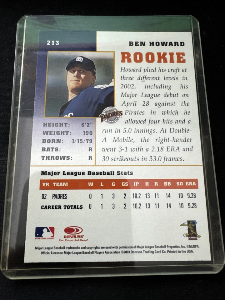 2003 Donruss Champions #213 Ben Howard Rookie Padres - Image 2 of 2
