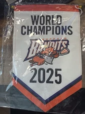 NLL BUFFALO BANDITS 2025 WORLD CHAMPIONS LACROSSE BANNER 3 PEAT