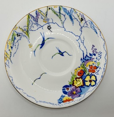 Antike Art Deco Carlton China Frühlingsschwalben NO 4754 Untertasse - datiert 1928
