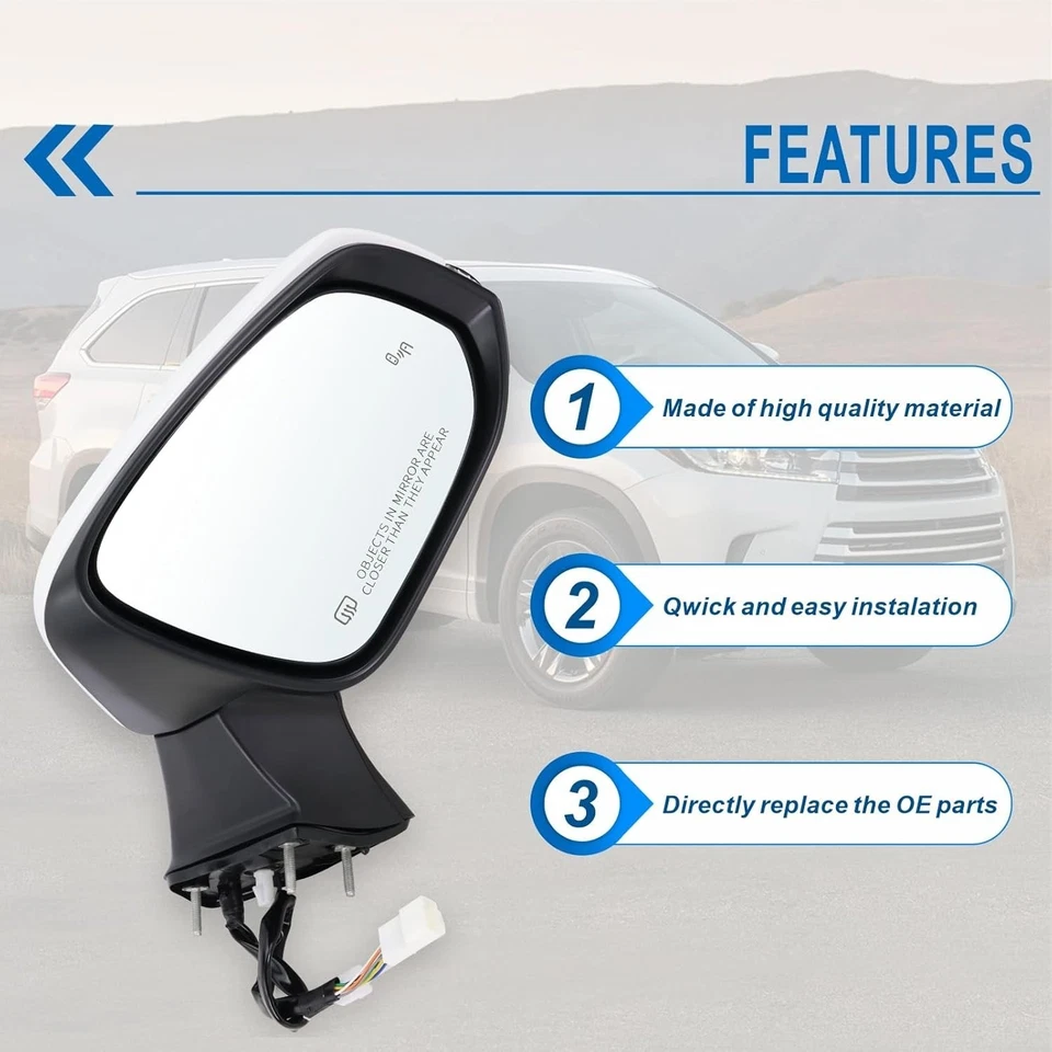 Right Passenger Side Mirror Compatible With 2020-2025 Toyota Highlander - Image 3 of 4