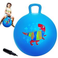 Hopper Ball for Kids, 18In Bouncy Balls with Handle, Blue Dinosaur Boys Hoppi...
