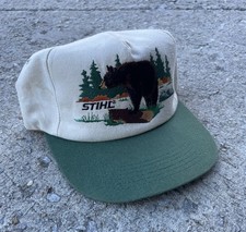 Vintage Stihl Chainsaws Black Bear Wildlife Trucker Hat SnapBack Baseball Cap