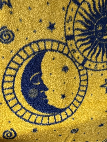 Vintage 90s Y2K Celestial Whimsigoth Throw Blanket Sun Moon Stars Reversible - Picture 6 of 8