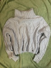 Hollister Womens Light Blue Cable Knit Sweater Turtleneck Long-Sleeve Pullover M