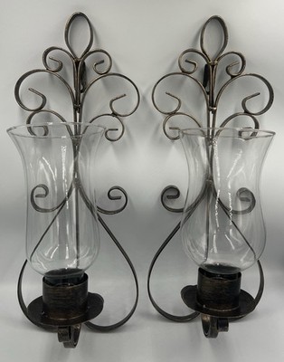 Set Of 2 Wall Mounting 17  Bronze Pear Sconces w/8  Glass Globes**read