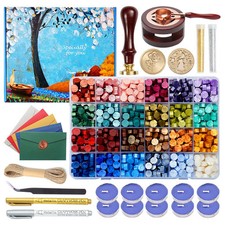 Wax Seal Kit with Gift Box, 624 Pcs Wax Seal Beads with 2 Pcs Wax Seal Stamps...