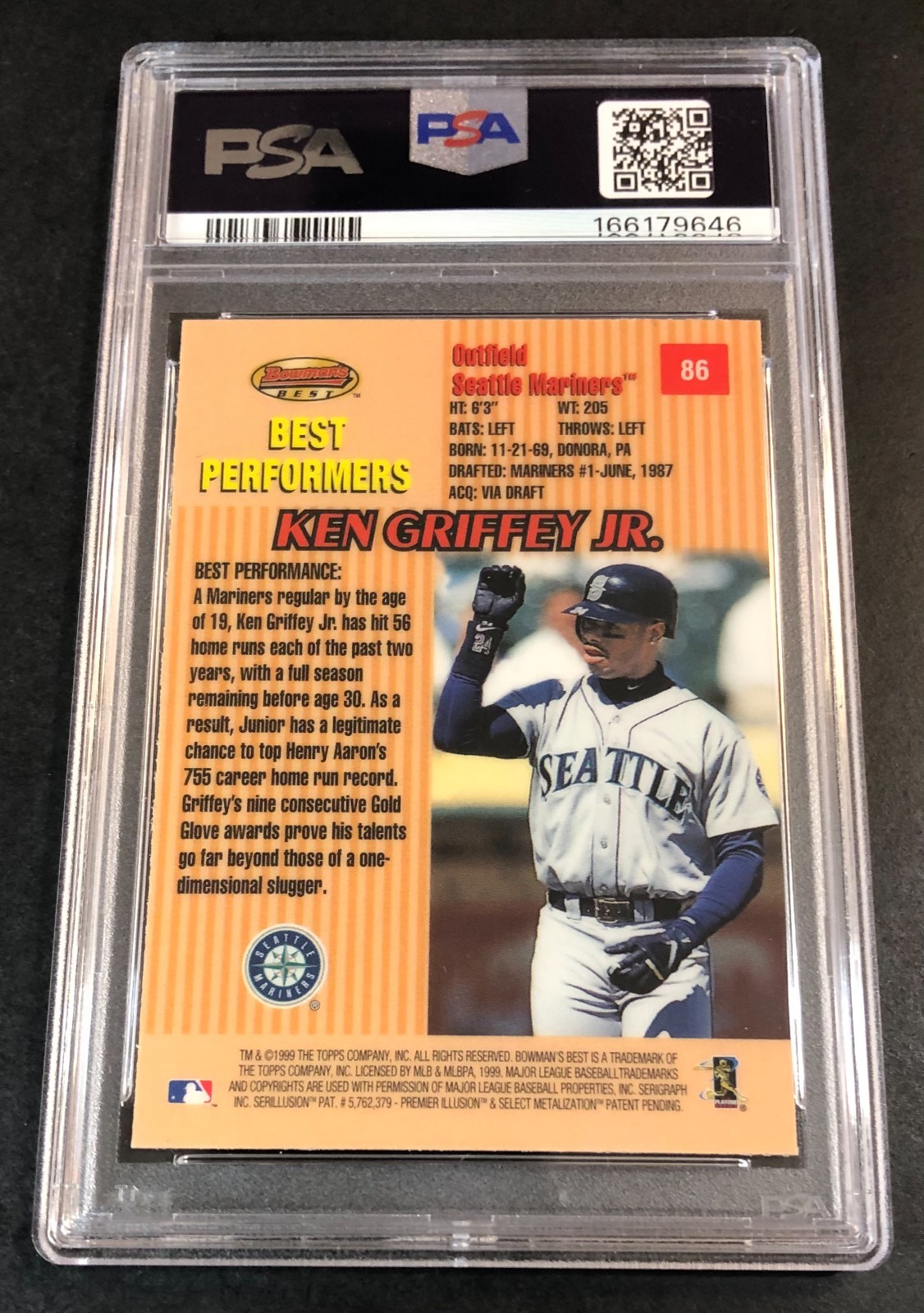 1999 Bowman's Best Ken Griffey Jr. #86 PSA 10 GEM MINT! JUST GRADED! POP 28!!! view 4