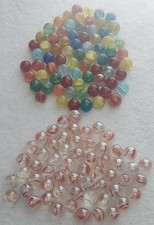 Lot Of 120 Random Marbles Varying Sizes And Colors