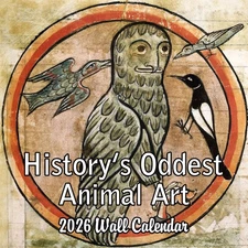 2026 History's Oddest Animal Art Monthly Wall Calendar | 12" x 24" | White