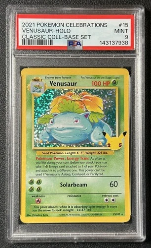 VENUSAUR PSA 9 2021 POKEMON SWSH CELEBRATIONS #15/102 BASE SET CLASSIC COLL 938