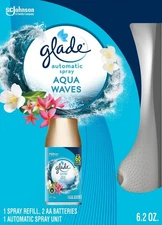 Glade Automatic Spray Air Freshener Starter Kit, 1 Holder and 1 Refill, Aqua Wav