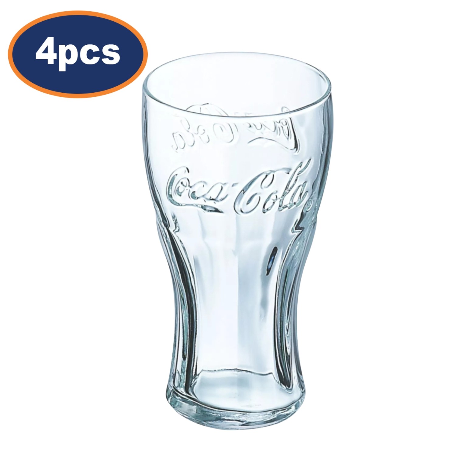 Coca Cola Contour Highball Drinking Glass 570ml Clear Round Dishwasher Safe 4Pcs