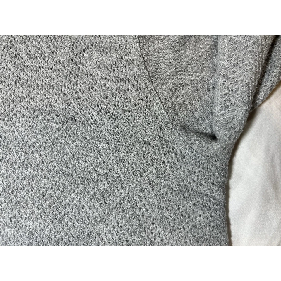 CAMISA MUJER M Gris Mangas Largas Blanco Encaje Ribete Dobladillo Asimétrico Hilaración Foto 4 de 4