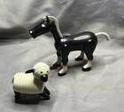Fisher Price Little People Animal Lot Black Horse White Sheep Vintage L@@k!