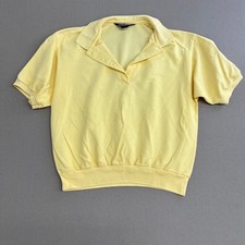 Vintage Lands End Yellow Cotton Pique Banded Waist Polo Shirt Made in USA