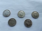 Lot of 5 - 1964 Kennedy Half Dollars - 90% Silver