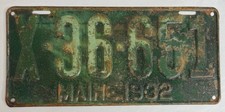 Vintage 1932 Maine License Plate X-36-651 Original Garage Mancave Genuine