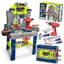 Kids Tool Bench with Realistic Electric Drill, 132 PCS Toddler Tool Set, Green